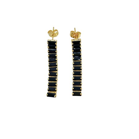 earrings steel hooks gold strass black2